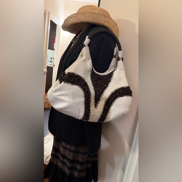 Cole Haan Alyssa straw beaded bag Gorgeous EUC - Picture 2 of 15